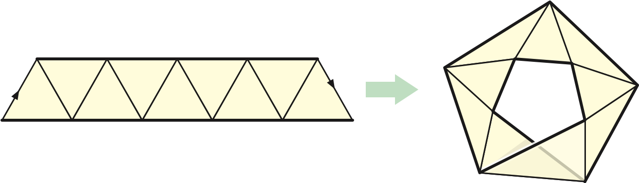 A flat Möbius band assembled from nine Euclidean triangles