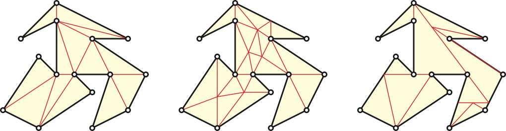 A frugal triangulation, a non-frugal triangulation, and a non-triangulation of a simple polygon